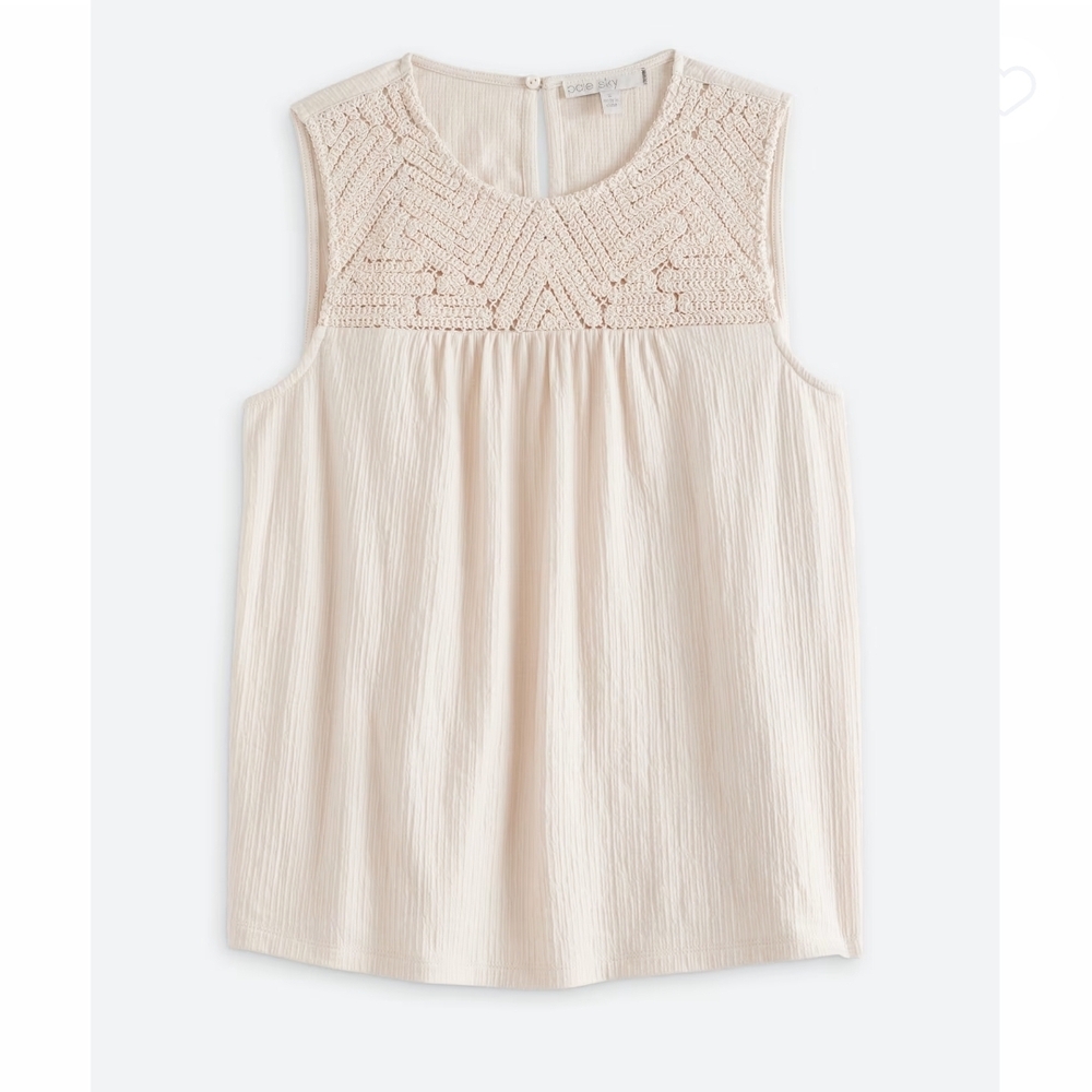 Pale Sky,  Cream Textured Sleeveless Blouse